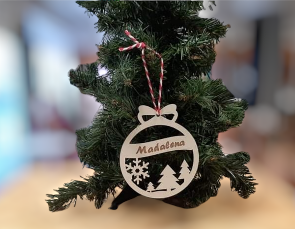 Bola de Natal - Floco e nome gravado