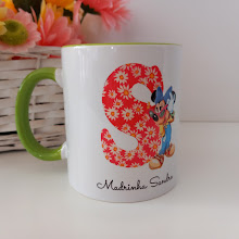 Caneca Inicial com asa e interior colorido