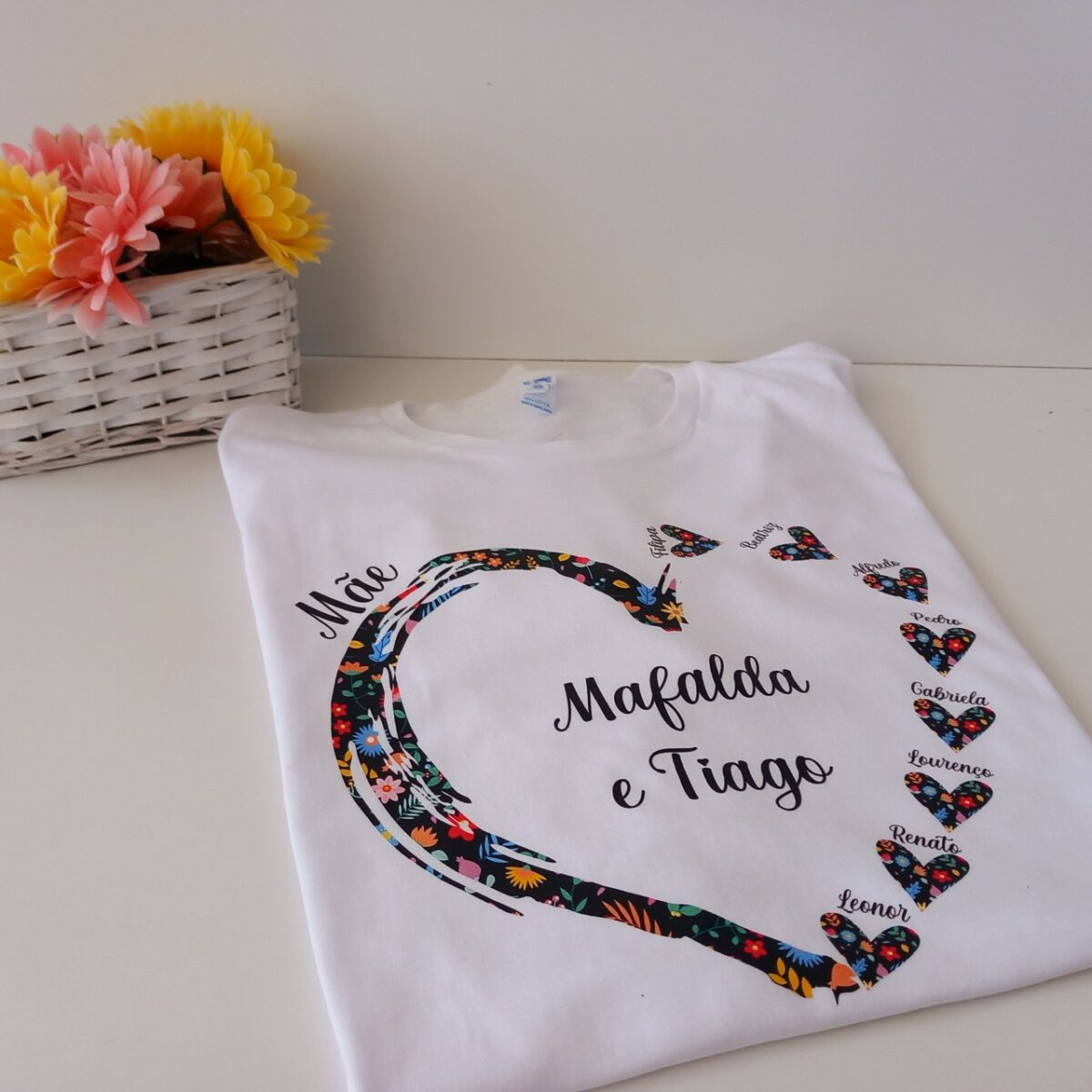 T-shirt Mãe coração florido - Image 1