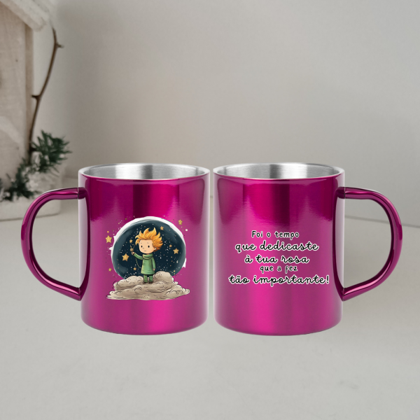 Caneca metalizada rosa - Principezinho