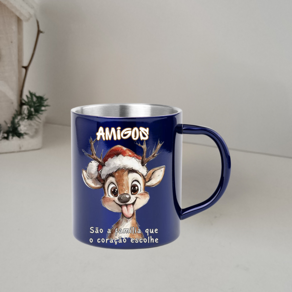 Caneca metalizada azul - Amigos - Image 1